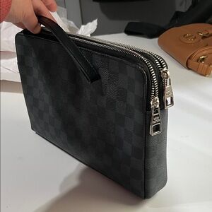 LV XL Black double Checkered Black Men's Bag wallet clutch